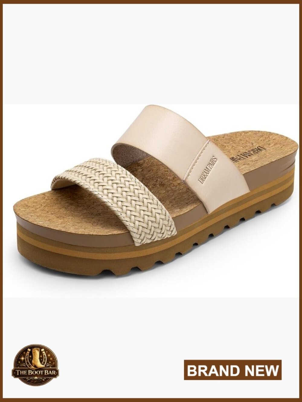 Platform Wedge Sandals with Arch Support, Cork Cushion Slides